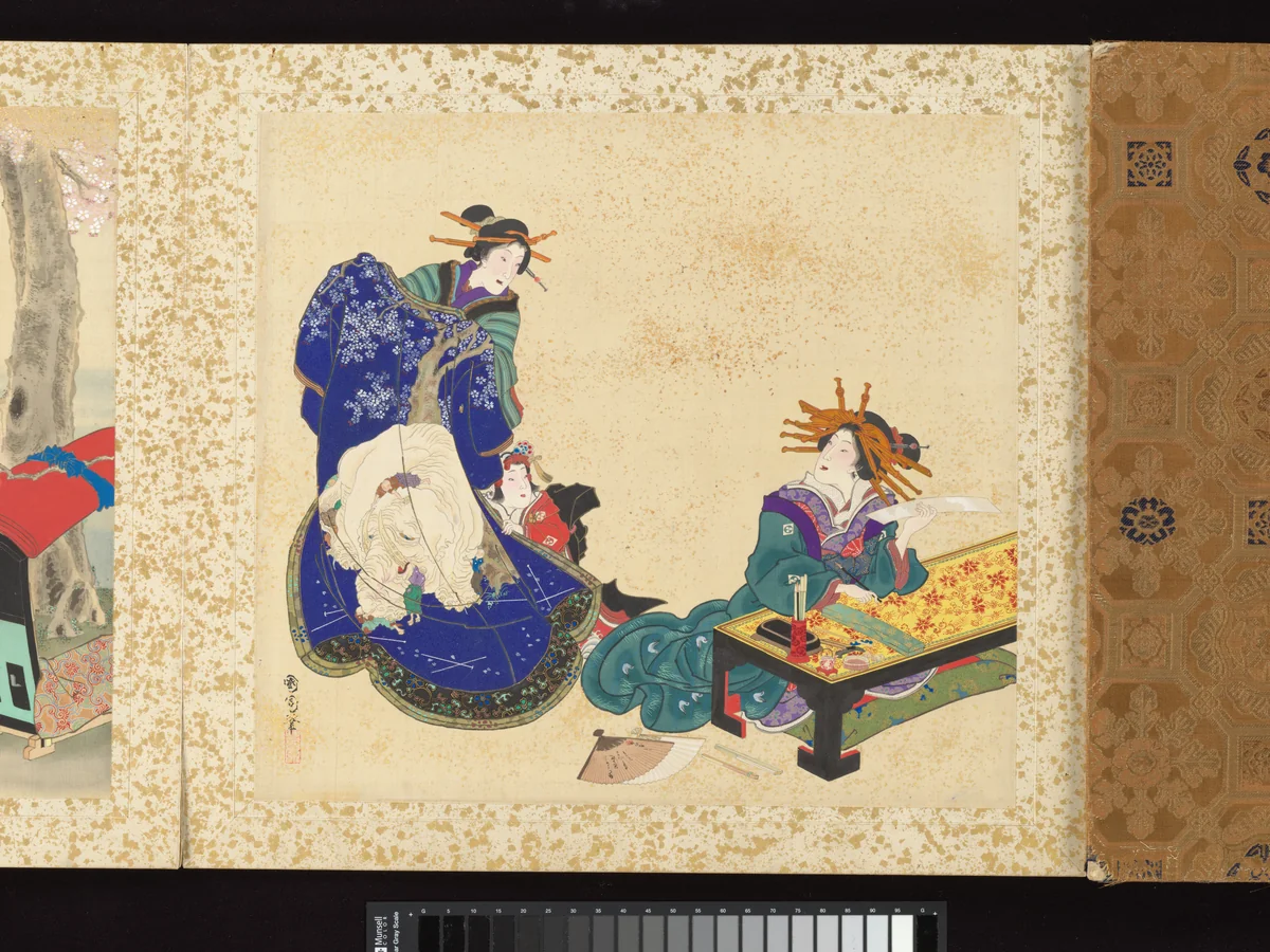 Artisans, Beauties, and Annual Events by Toyohara Kunichika, painting, 1874