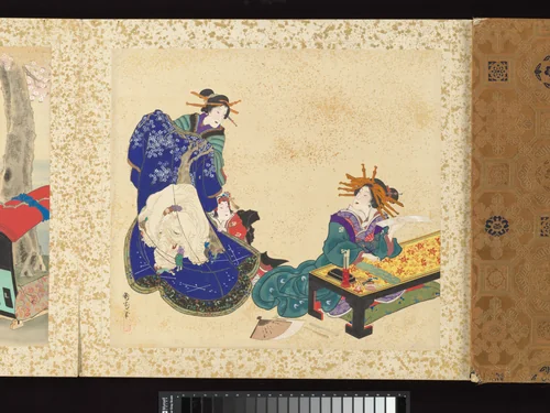 Artisans, Beauties, and Annual Events by Toyohara Kunichika, painting, 1874