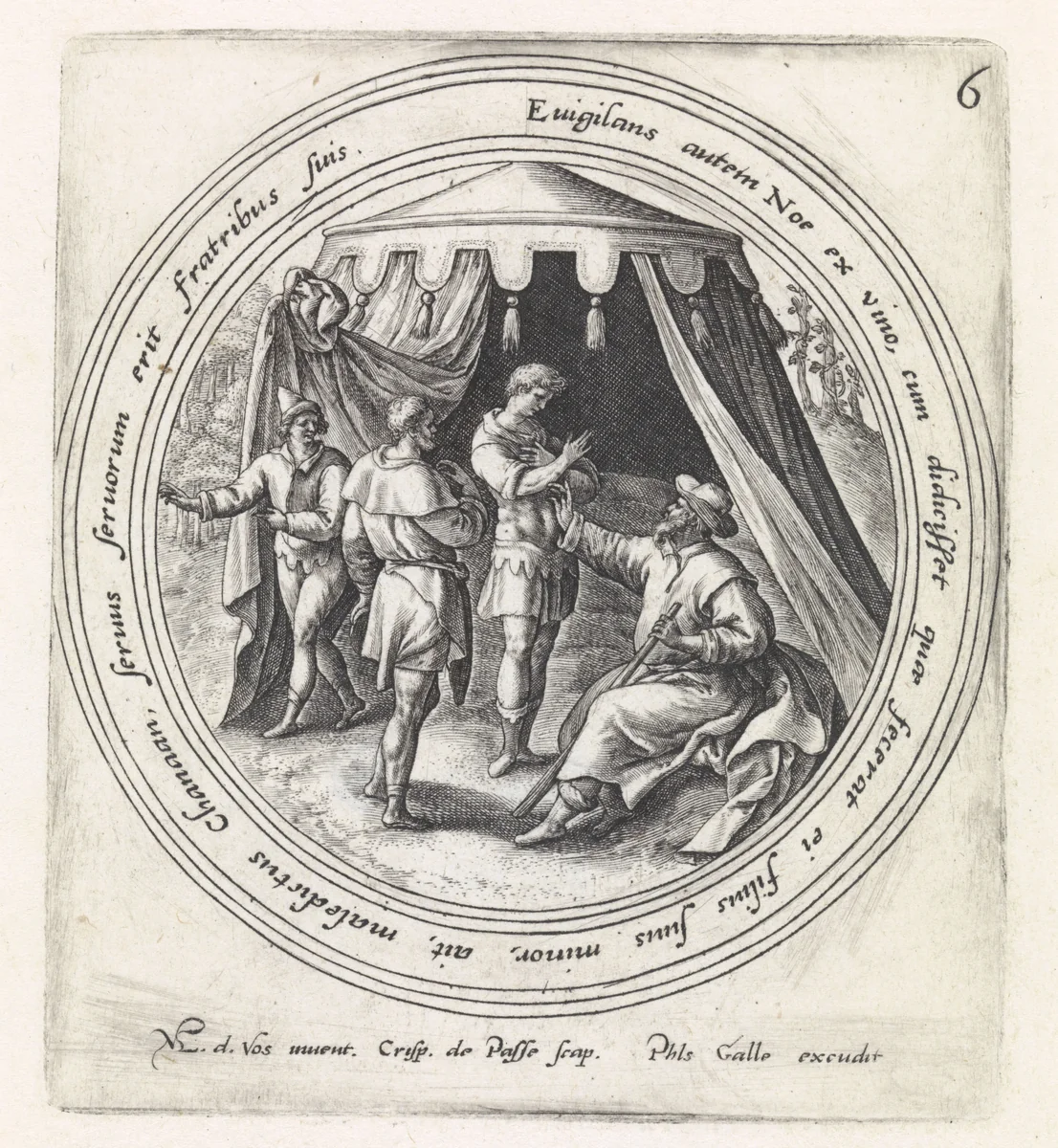 Noach vervloekt zijn zoon Cham by Unknown, print, 1580-1588