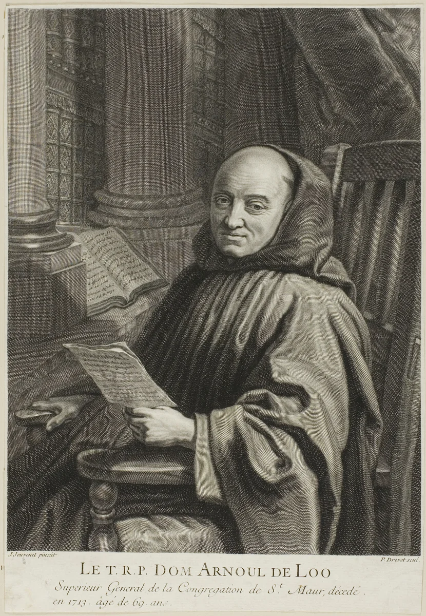 Portrait of Father Arnoul de Loo by Pierre-Imbert Drevet, print, 1717-1739