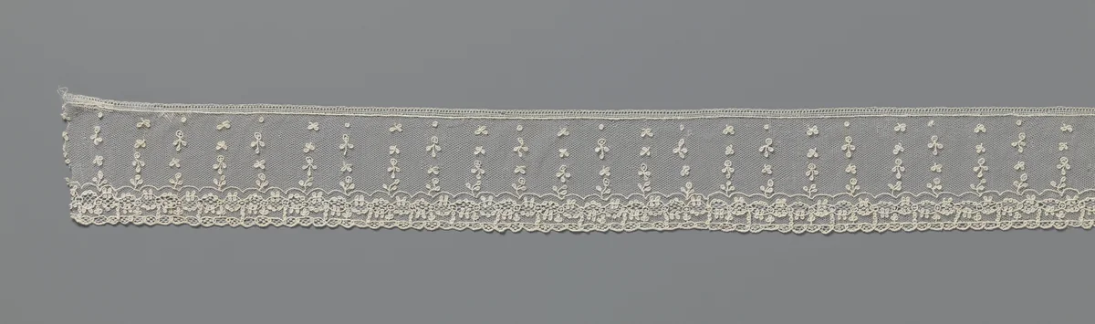 Strook naaldkant met rijen takjes en boogjeslijnen by anonymous, other, 1790-1799