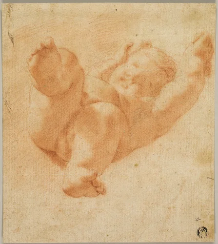 Foreshortened Putto by Antonio Correggio, drawing, 1522-1530