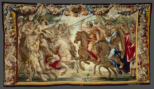 Caesar Defeats the Troops of Pompey from The Story Caesar and Cleopatra by Justus van Egmont, textile, 1675-1685