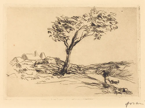 Paysage des environs de Versailles (Landscape in the Neighborhood of Versailles) by Jean-Louis Forain, print, 1909