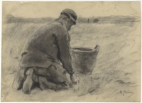 Aardappelrooier by Anton Mauve, drawing, 1848-1888