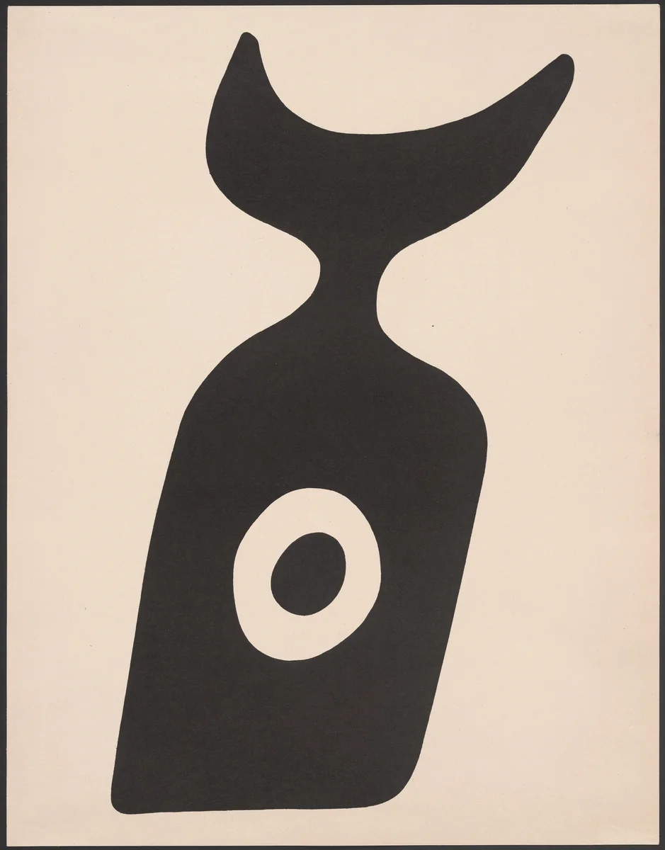 The Navel Bottle (Die Nabelflasche) from Merz 5. 7 Arpaden by Hans Arp. Arp Portfolio. Second Portfolio of the Merz Publisher (Merz 5. 7 Arpaden von Hans Arp. Arp Mappe. Zweite Mappe des Merzverlages) by Jean Arp, print, 1923