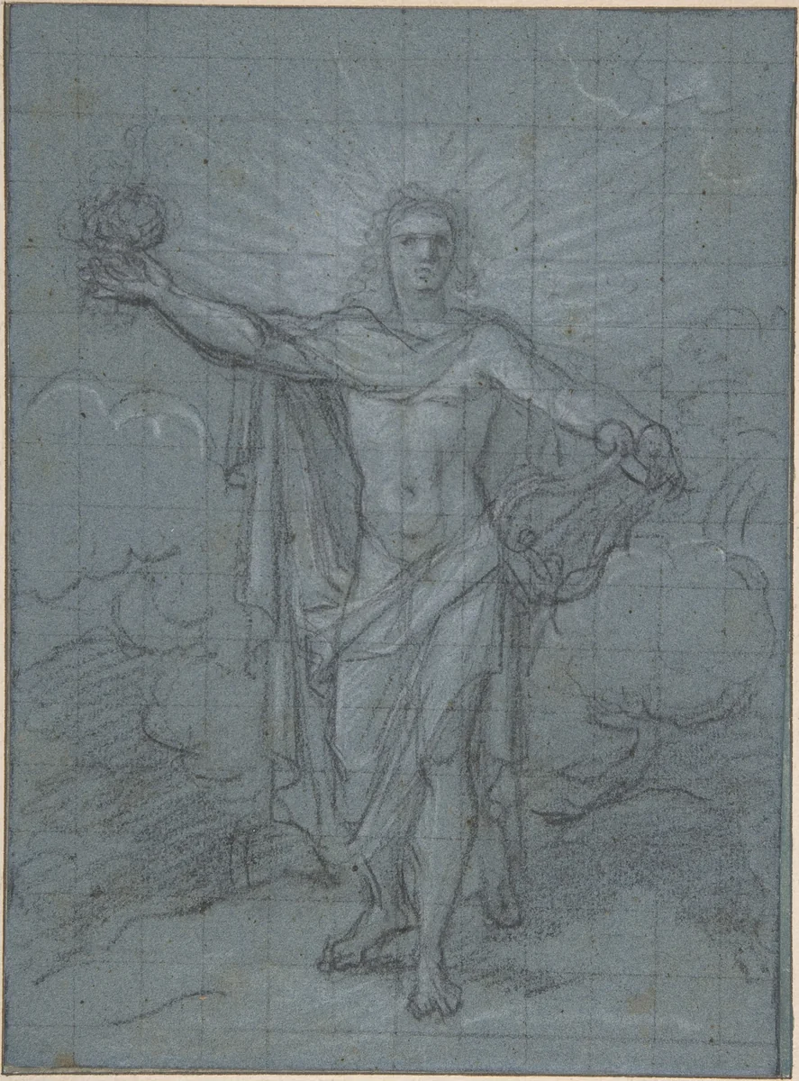 Standing Figure of Apollo by Antoine Coypel, drawing, 1670-1725