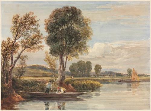 On the Thames by David Cox, drawing, 1822-1834
