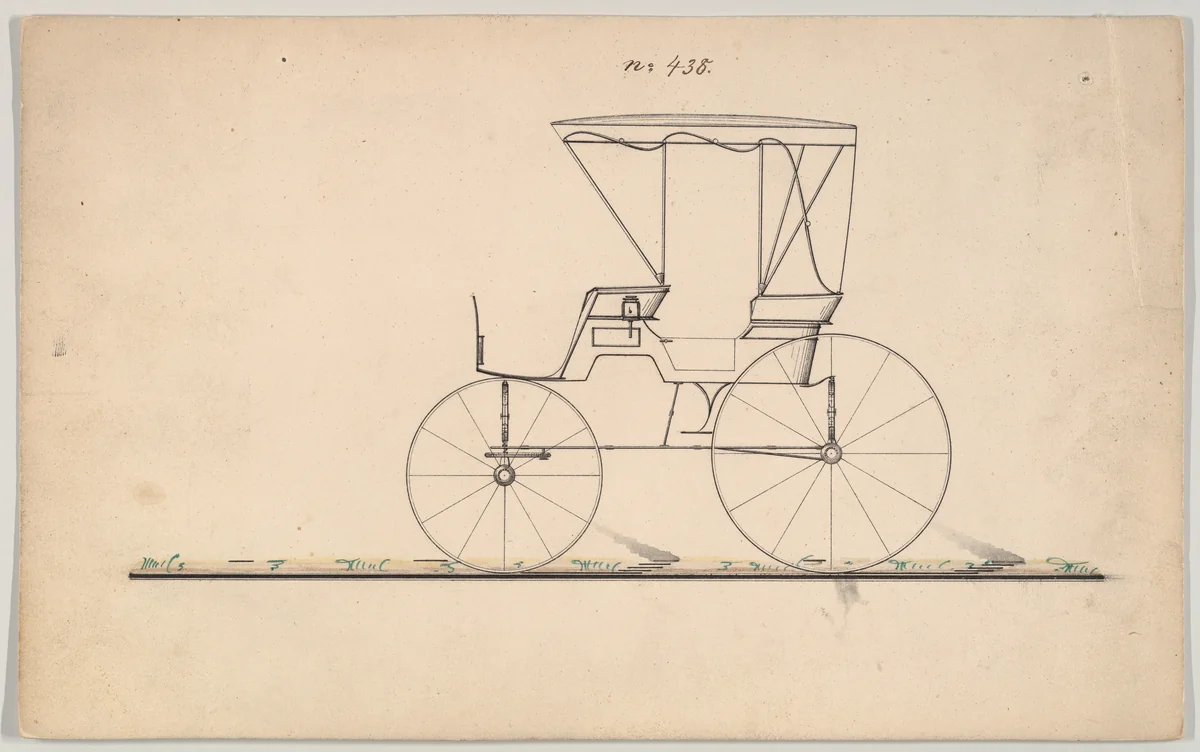 Extension Top Phaeton #438 by Brewster & Co., drawing, 1860-1870