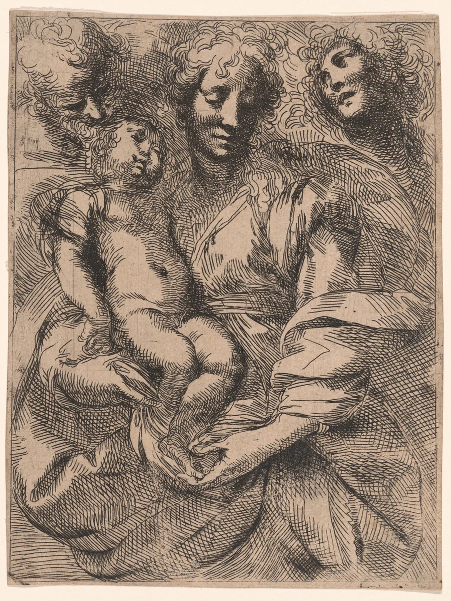 The Holy Family by Giulio Cesare Procaccini, print, 1613-1615