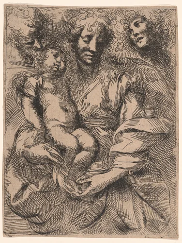 The Holy Family by Giulio Cesare Procaccini, print, 1613-1615