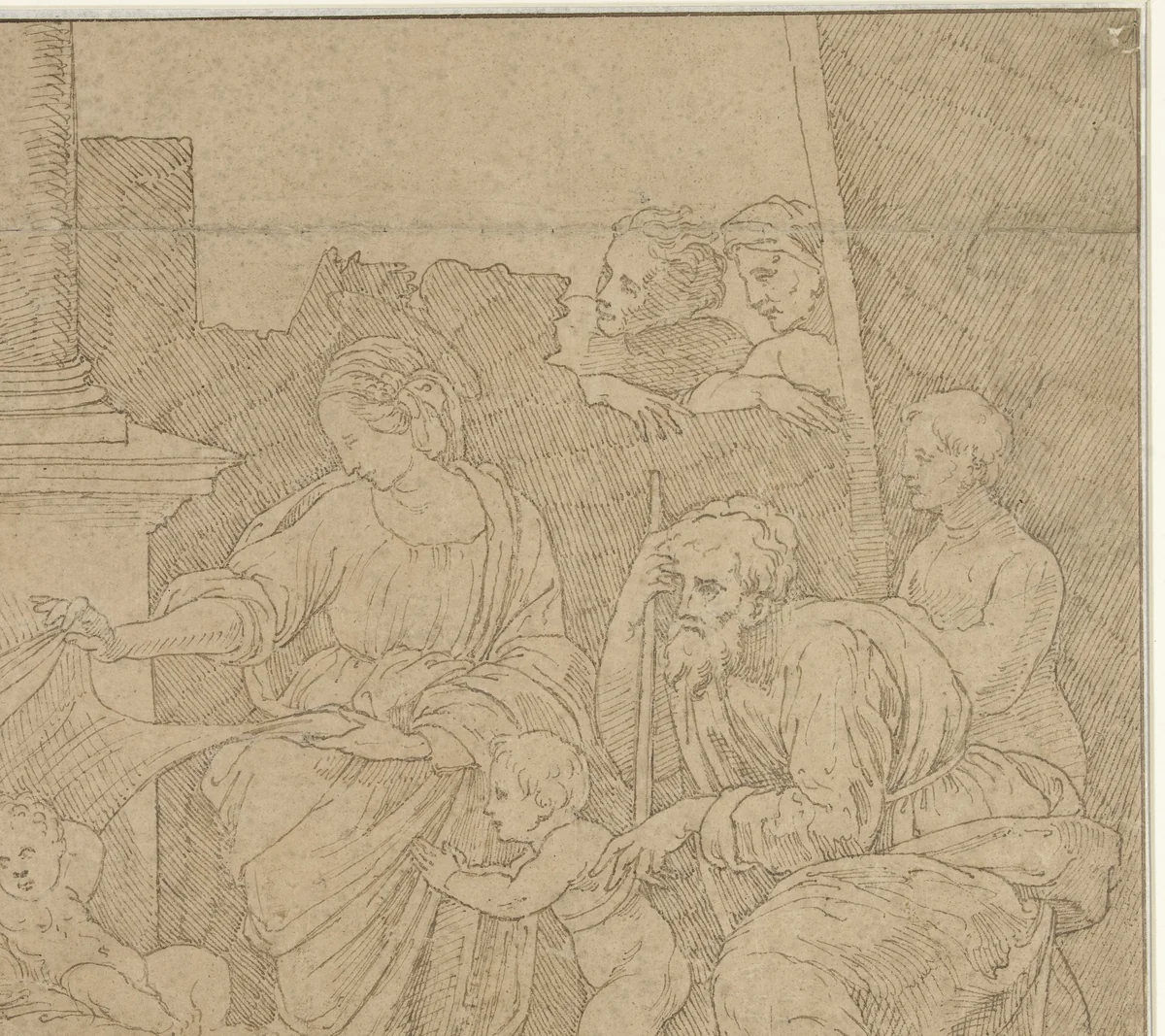 Aanbidding door de herders by anonymous, drawing, 1506-1546