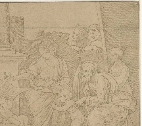 Aanbidding door de herders by anonymous, drawing, 1506-1546