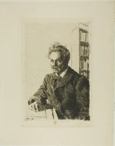 August Strindberg by Anders Zorn, print, 1910