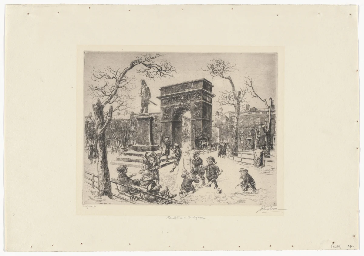 Sculpture in the Square by John Sloan, print, 1925