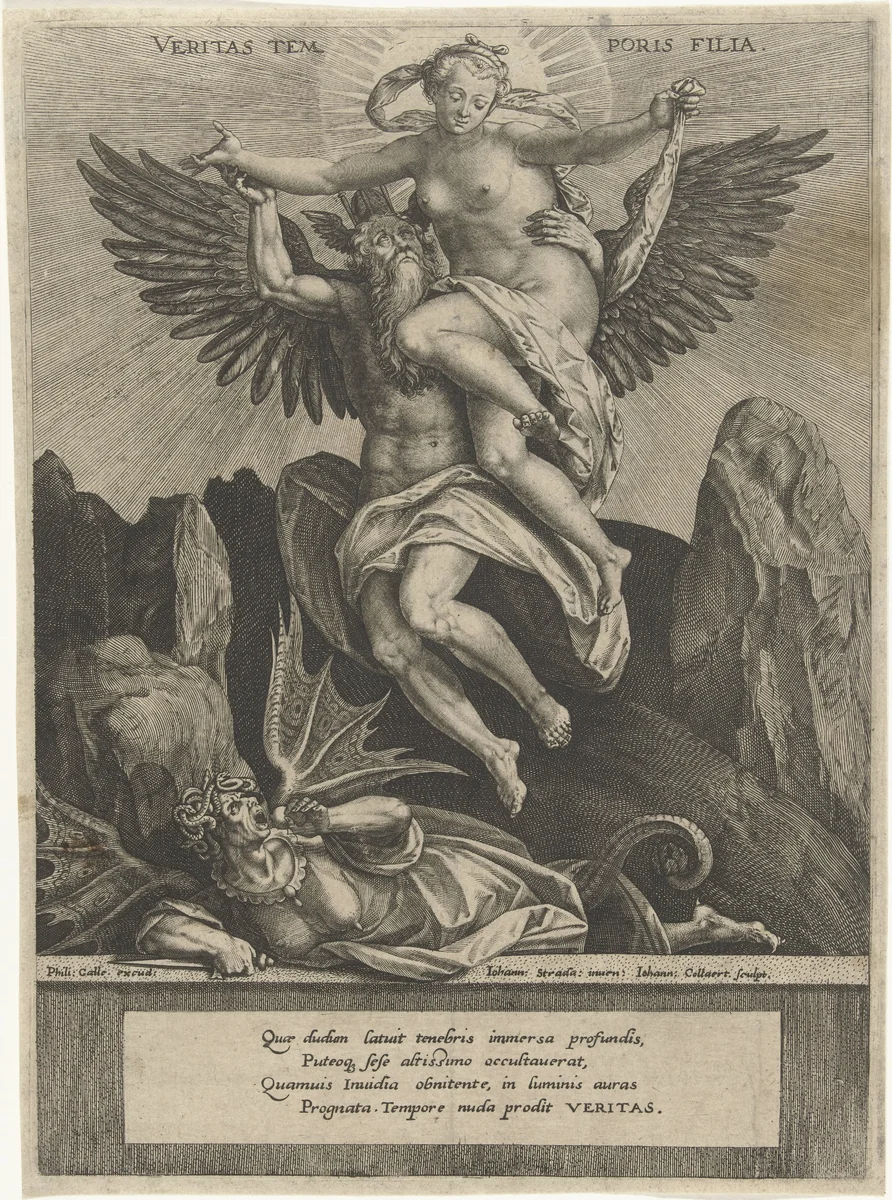 Waarheid is de dochter van tijd by Unknown, print, 1576-1628