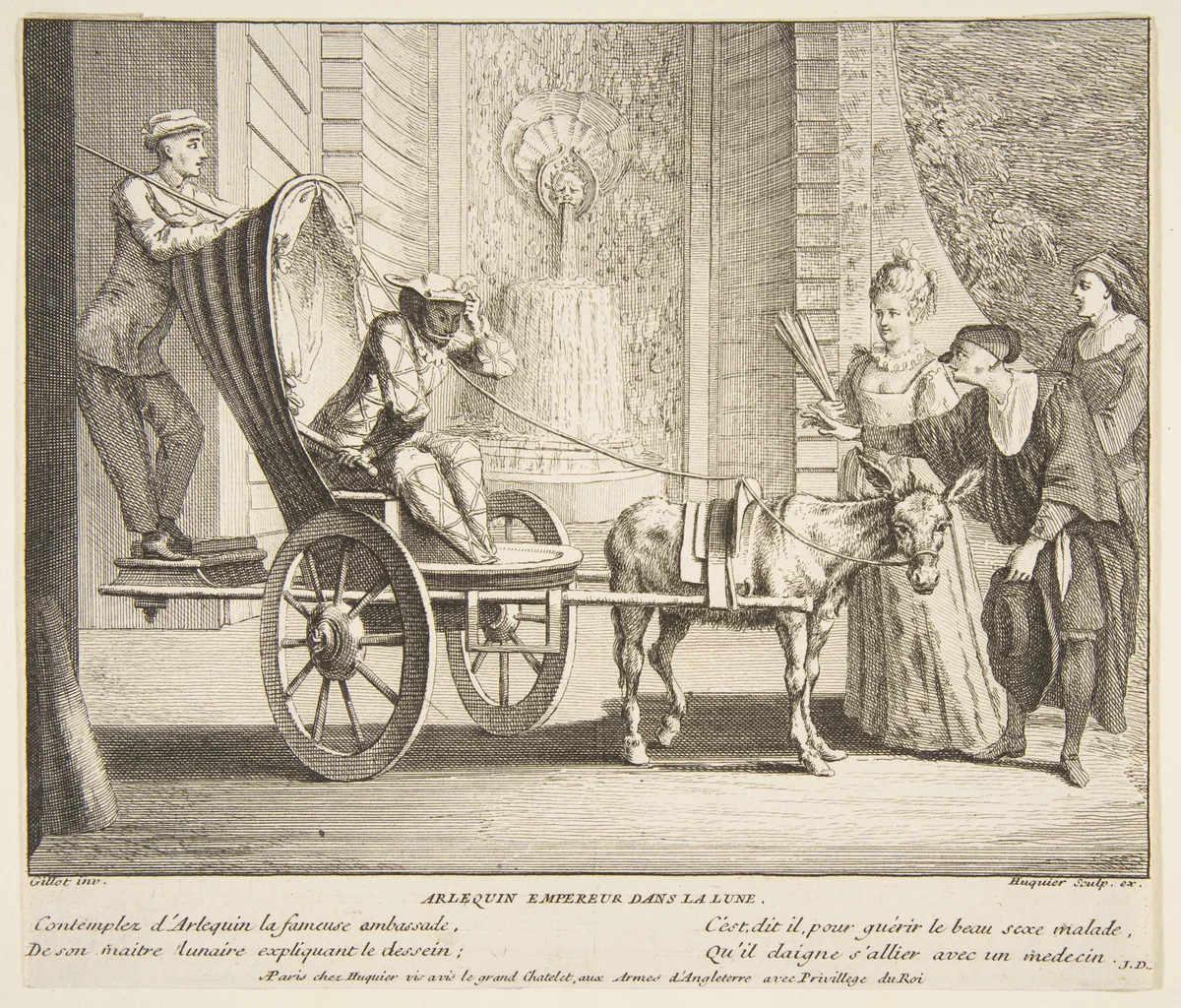 Harlequin, Emperor on the Moon by Claude Gillot, print, 1685-1722