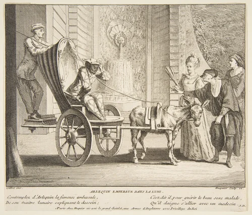 Harlequin, Emperor on the Moon by Claude Gillot, print, 1685-1722