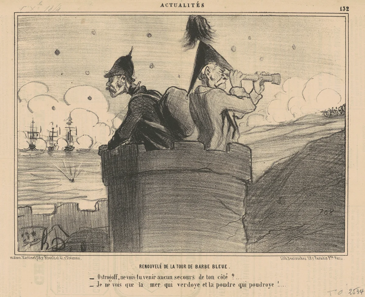 Renouvelé de la tour barbe bleue by Honoré Daumier, print, 1854
