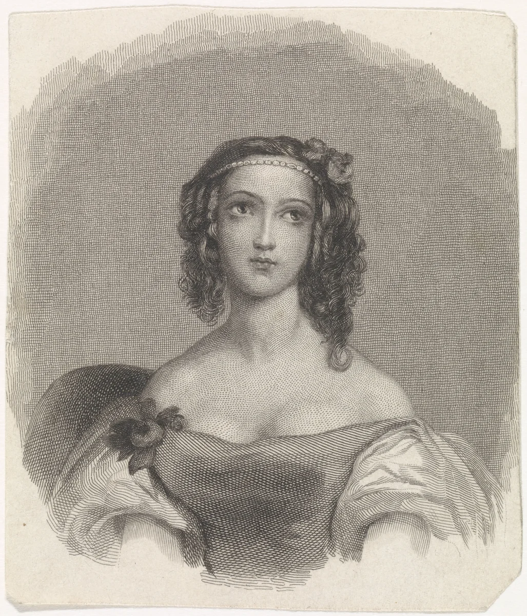 Portret van een vrouw by Christiaan Lodewijk van Kesteren, print, 1842-1897