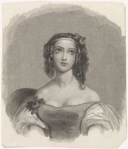 Portret van een vrouw by Christiaan Lodewijk van Kesteren, print, 1842-1897