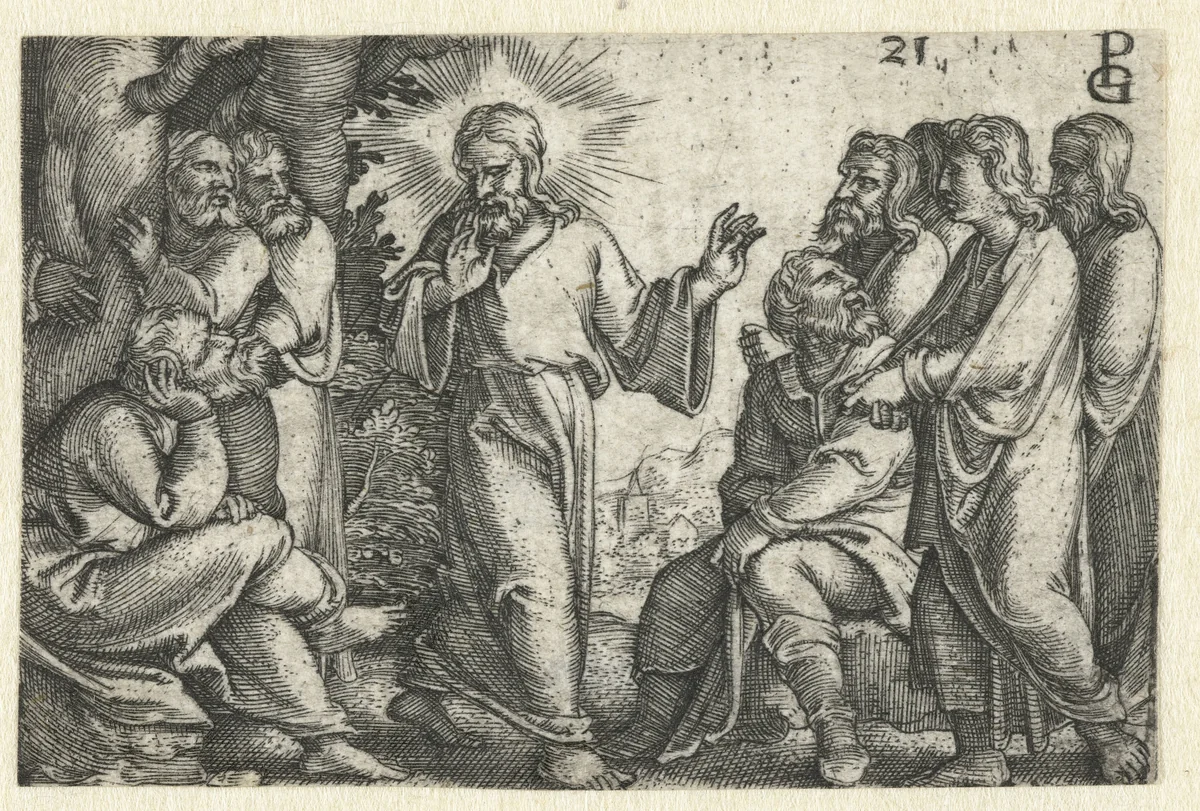 Christus onderwijst de discipelen by Unknown, print, 1534-1535