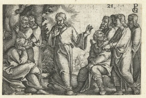 Christus onderwijst de discipelen by Unknown, print, 1534-1535