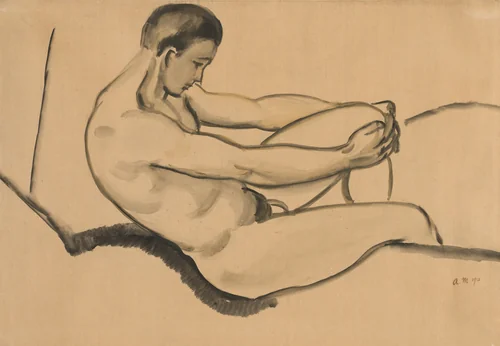 Male Nude by August Macke, drawing, 1912