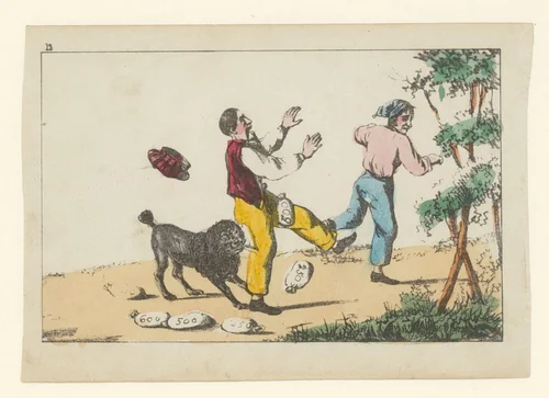 Kardoes en Muizenschik vangen twee dieven by anonymous, print, 1841