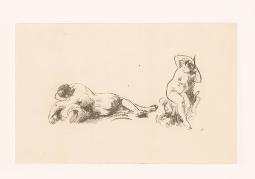 Studieblad met twee naakte vrouwen by Henri Fantin-Latour, print, 1903-1904