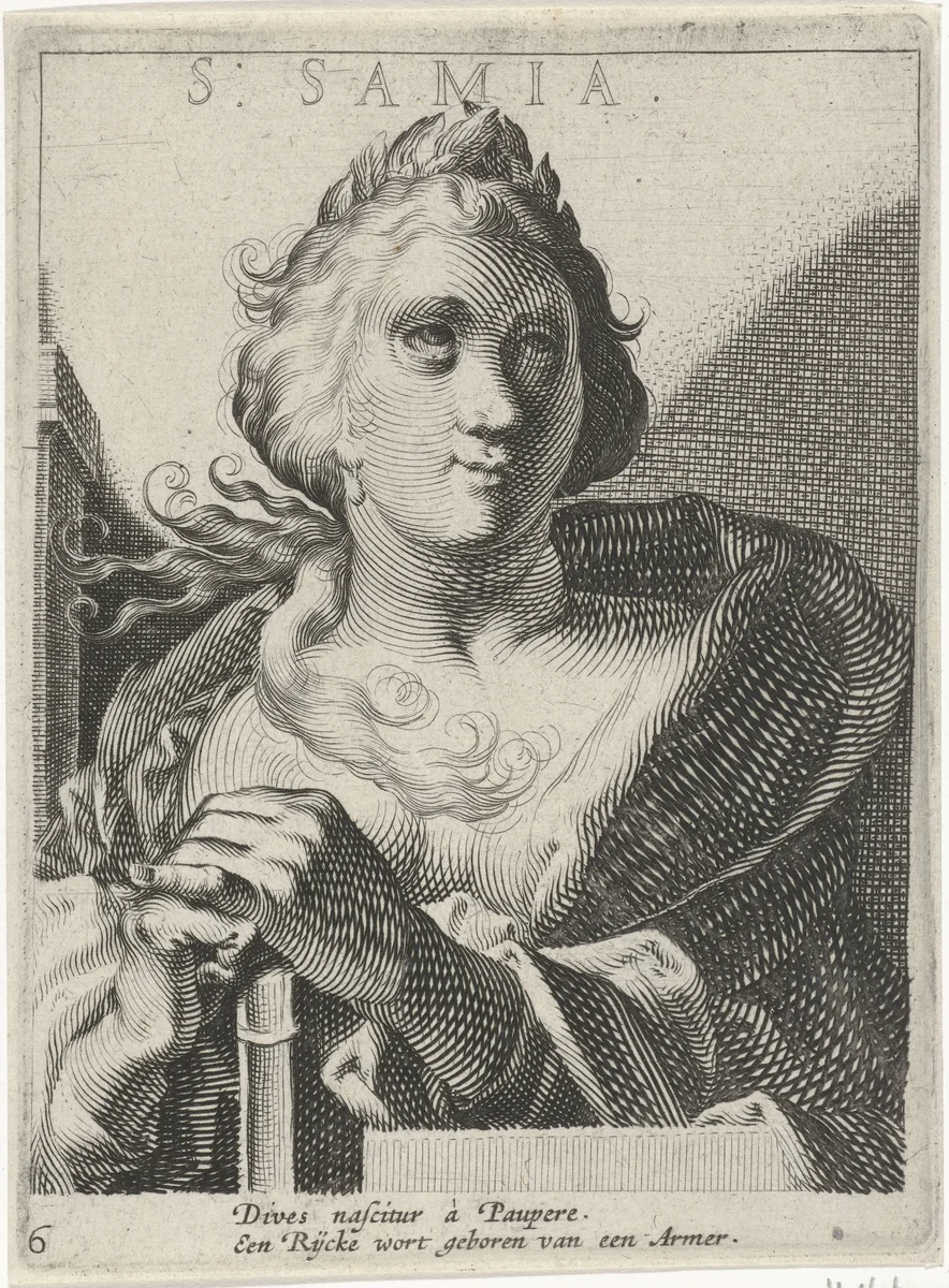 Sibille van Samia by Simon Frisius, print, 1648-1656