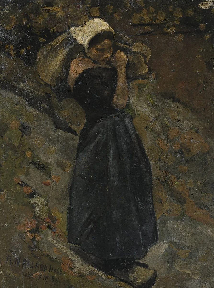 A Peasant Woman carrying a Sack by Richard Nicolaüs Roland Holst, painting, 1889