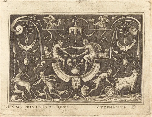 Essau Selling his Birthright by Etienne Delaune, print, 1519-1583