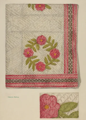 Quilt - Garden Wreath by Katherine Hastings, index of american design, 1939