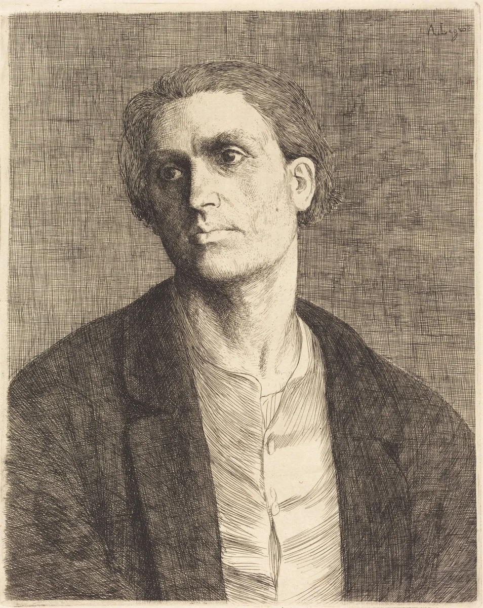 Study of a Man's Head (Etude de tete d'homme) by Alphonse Legros, print, 1837-1911