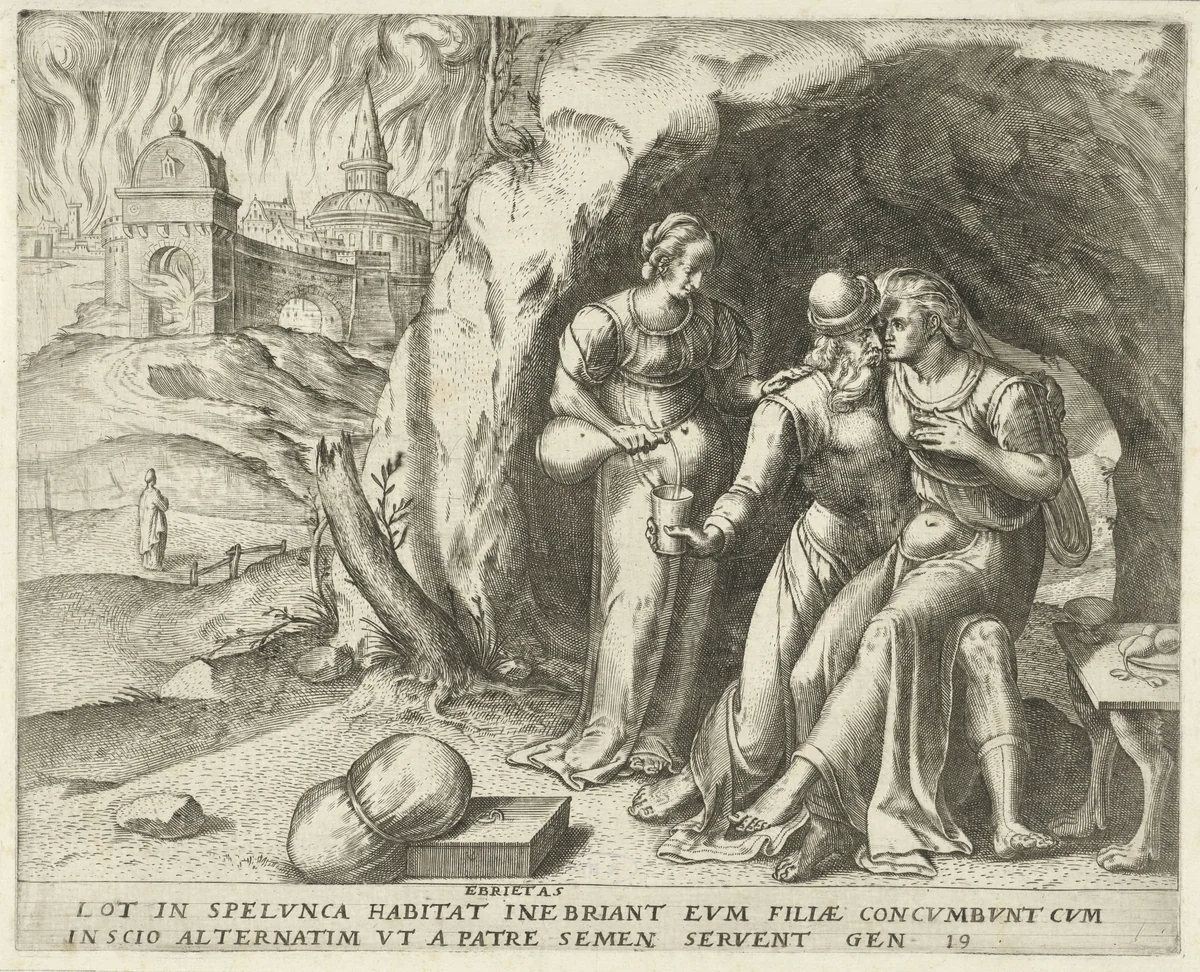 Lot en zijn dochters by anonymous, print, 1550-1570