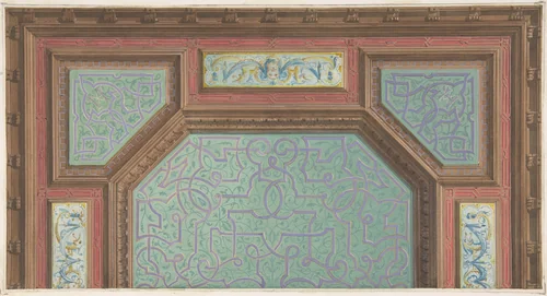 Design for Ceiling, Hôtel Hope by Jules-Edmond-Charles Lachaise, drawing, 1867