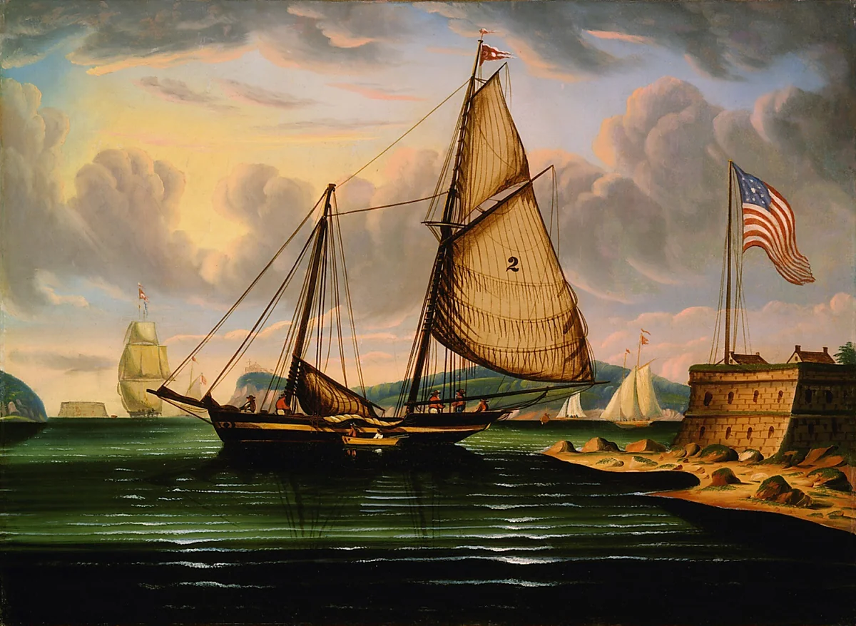 New York Harbor with Pilot Boat "George Washington" by Thomas Chambers, painting, 1825-1874