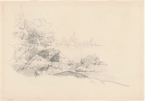 Lake Shore by John Singer Sargent, drawing, 1868-1869