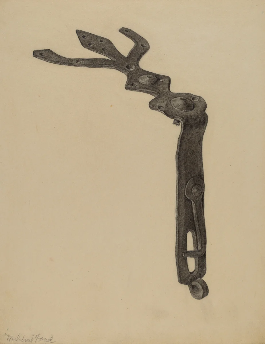 Tool Box Hasp by Mildred Ford, index of american design, 1938