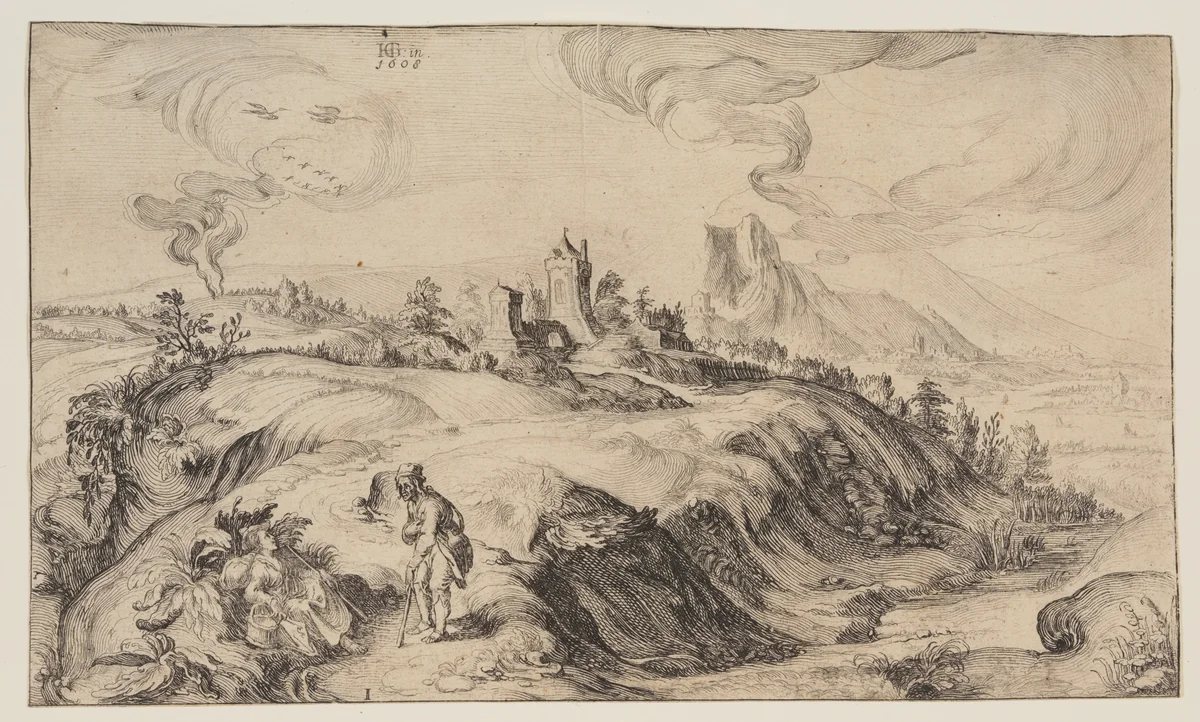 Mountainous Landscape by Simon Frisius
Hendrick Goltzius, print, 1608