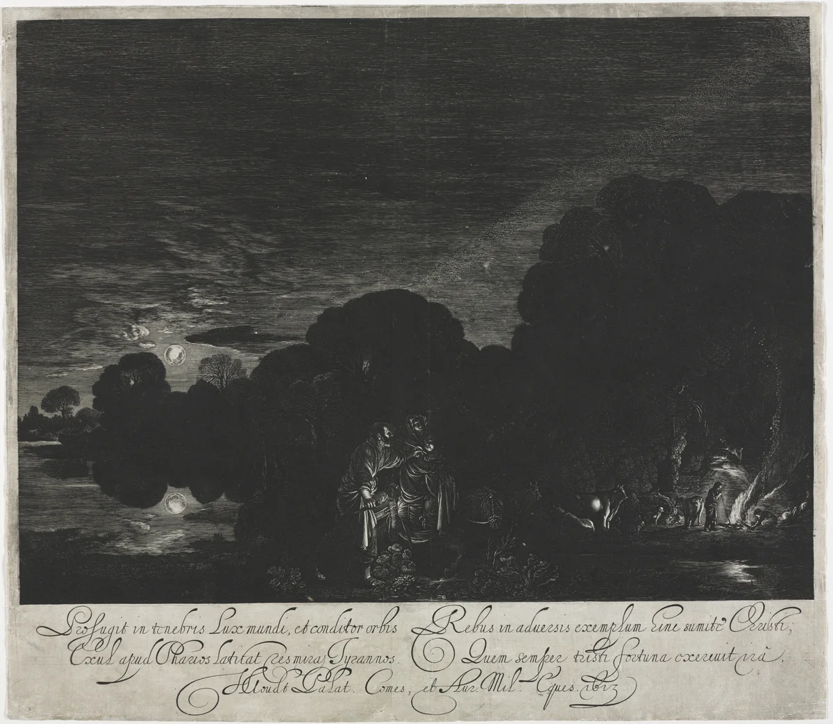 The Flight into Egypt (Night) by Hendrik Goudt, print, 1608-1618