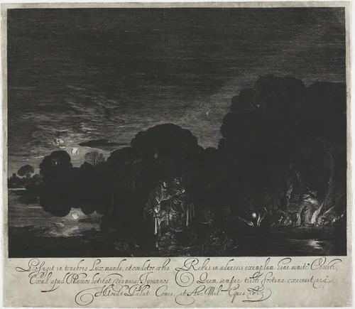 The Flight into Egypt (Night) by Hendrik Goudt, print, 1608-1618