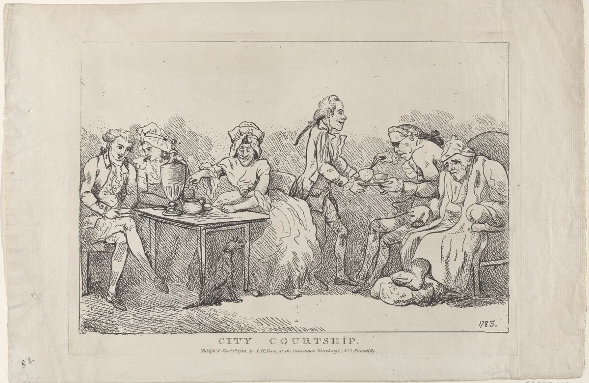 City Courtship by Thomas Rowlandson, print, 1786