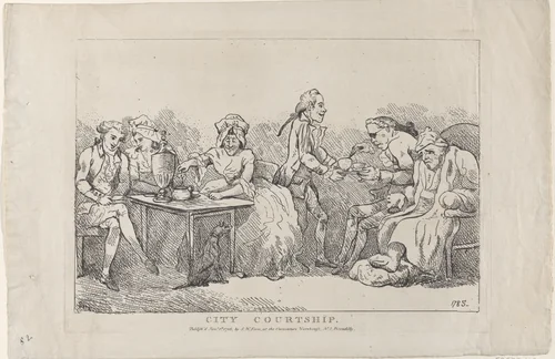 City Courtship by Thomas Rowlandson, print, 1786