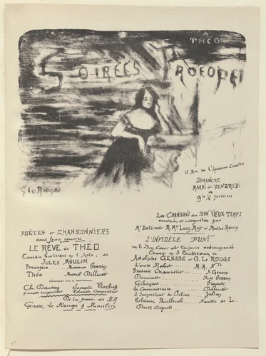 Program for Theo's Dream (Le Rêve de Théo) and The Infidel (L'Infidèle) from The Beraldi Album of Theatre Programs by Gustave Le Rouge, print, 1887