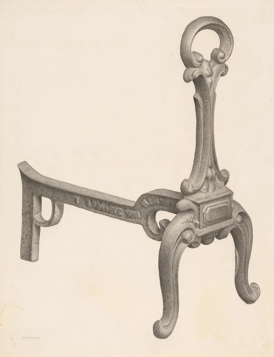 Andiron (one of pair) by Milton Grubstein, index of american design, 1940
