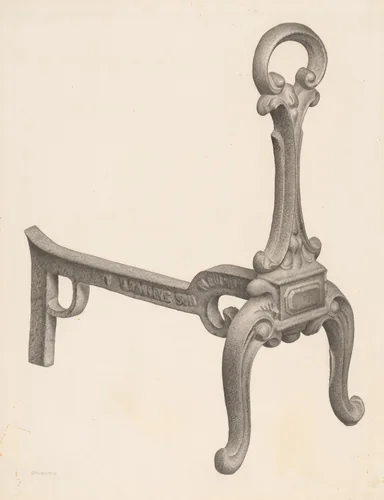 Andiron (one of pair) by Milton Grubstein, index of american design, 1940