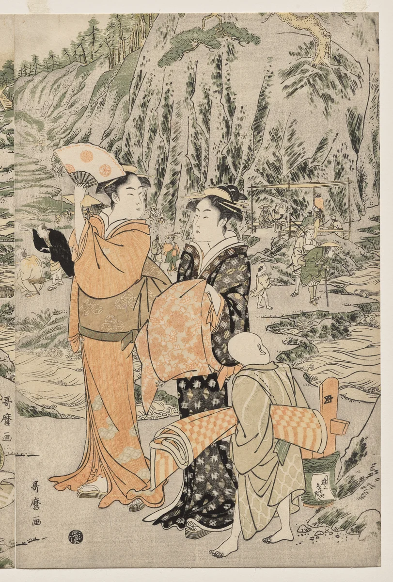 Fishing at Iwaya on Enoshima by Kitagawa Utamaro (喜多川歌麿), print, 1790-1794