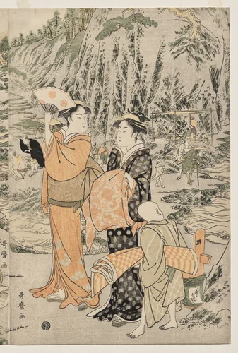 Fishing at Iwaya on Enoshima by Kitagawa Utamaro (喜多川歌麿), print, 1790-1794